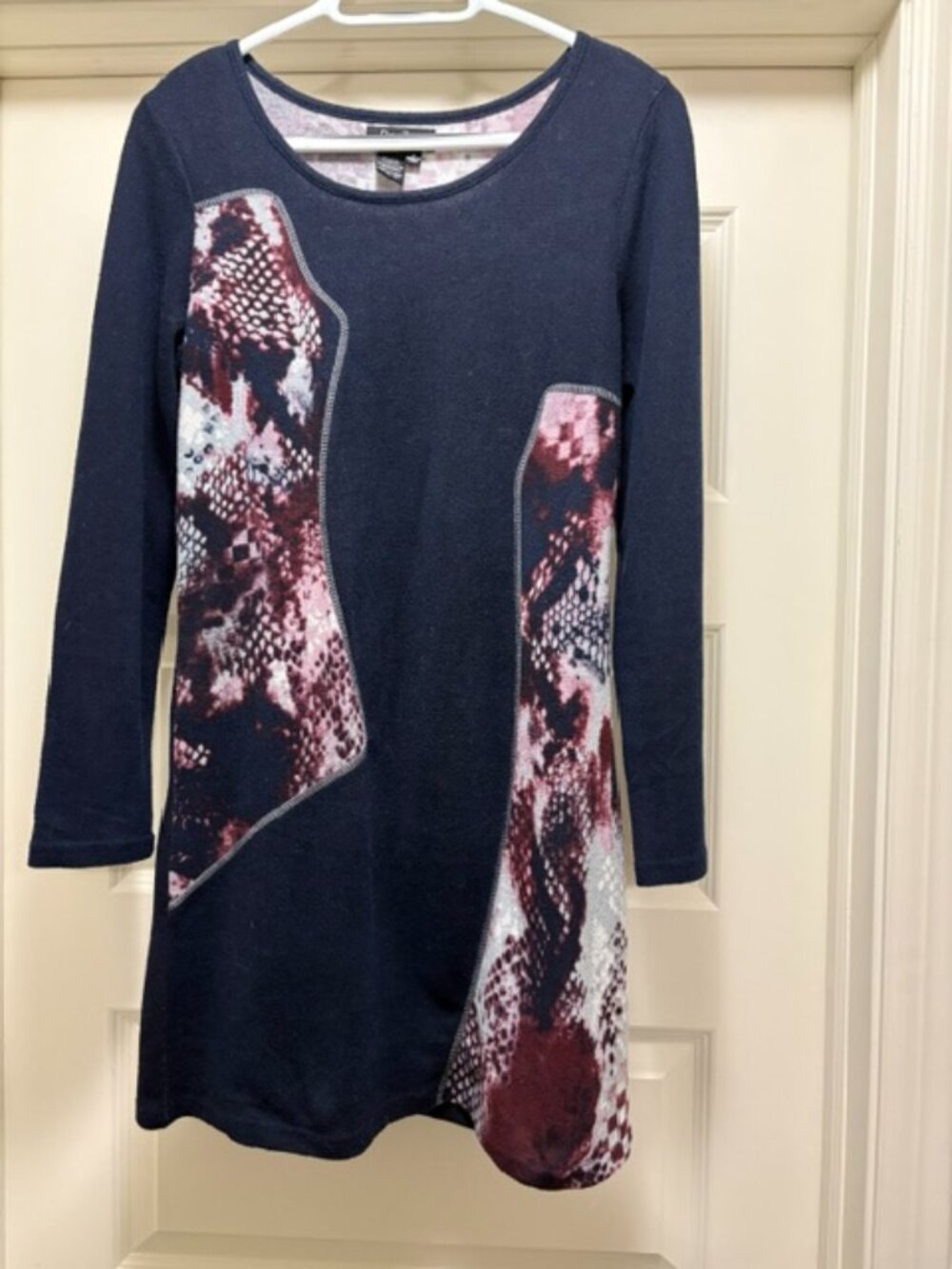 Casual Cozy Long Sleeve Navy Blue Dress by Papillon